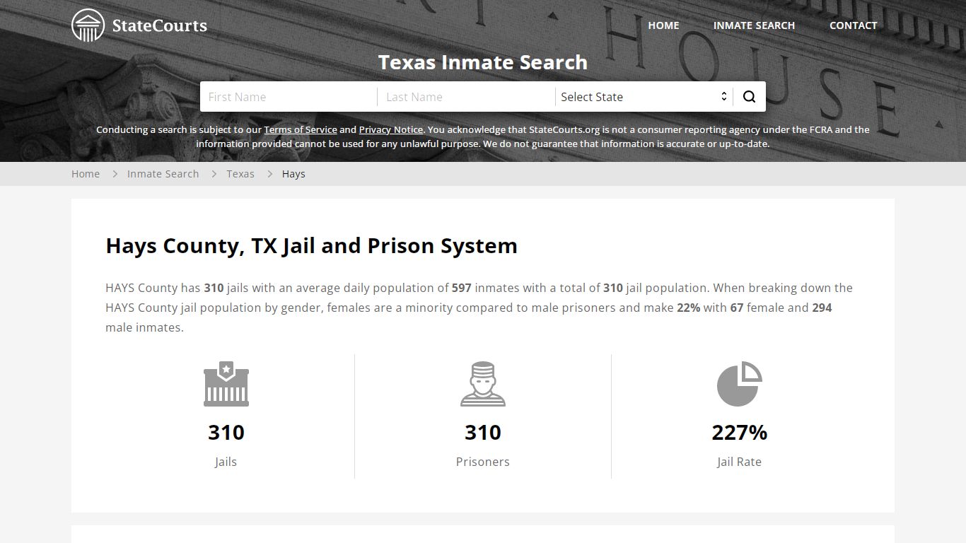 Hays County, TX Inmate Search - StateCourts