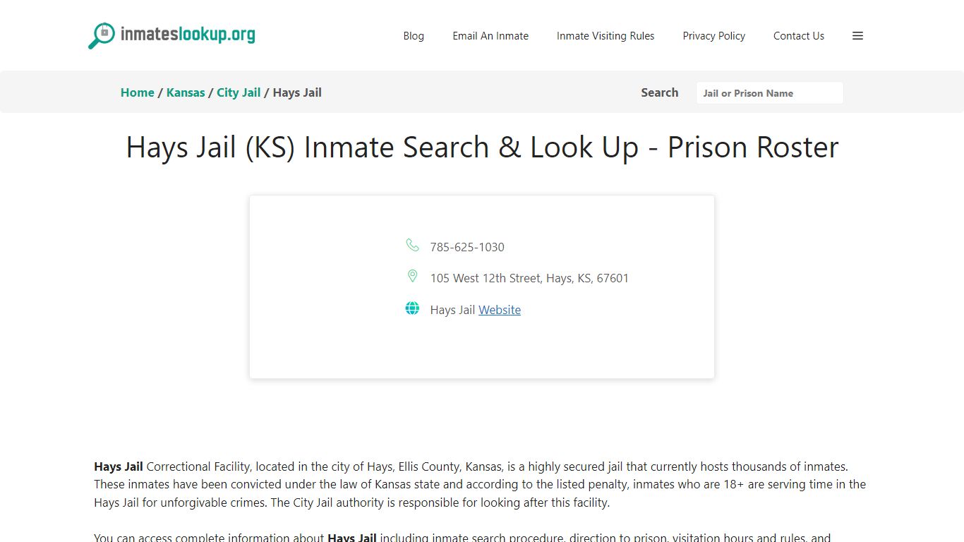 Hays Jail (KS) Inmate Search & Look Up - Prison Roster